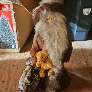 Brown Santa Figurine with Teddy Bear